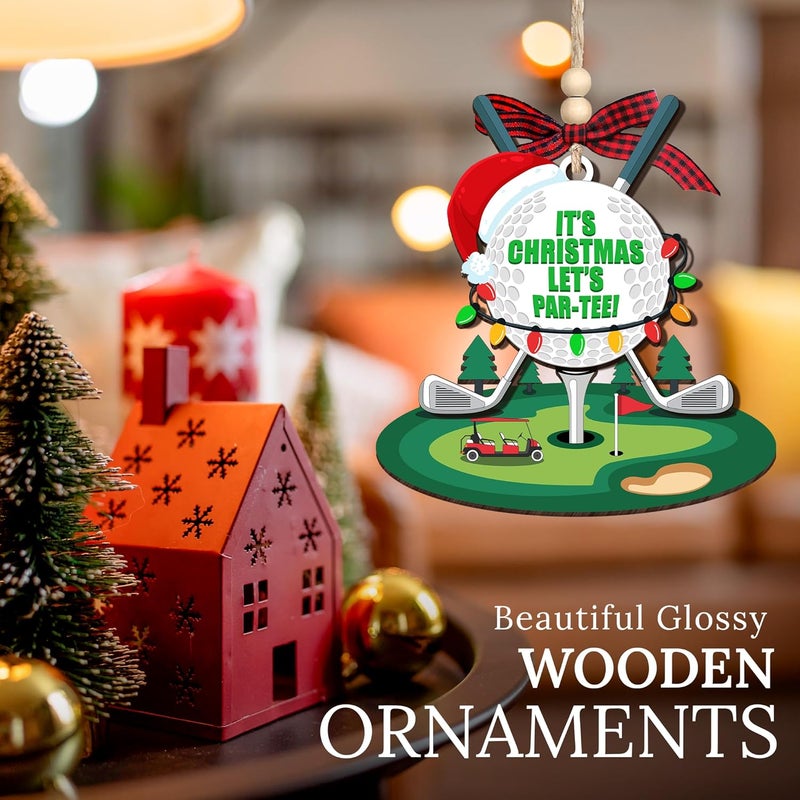 HEXMOZ Golf Christmas Ornaments 2025 - Christmas Golf Gifts for Men - Golfing Gifts for Golfers, Players, Fans - Cool Sports Present Ideas, Holiday Tree Decorations - Wood Xmas Ornaments - Image 3
